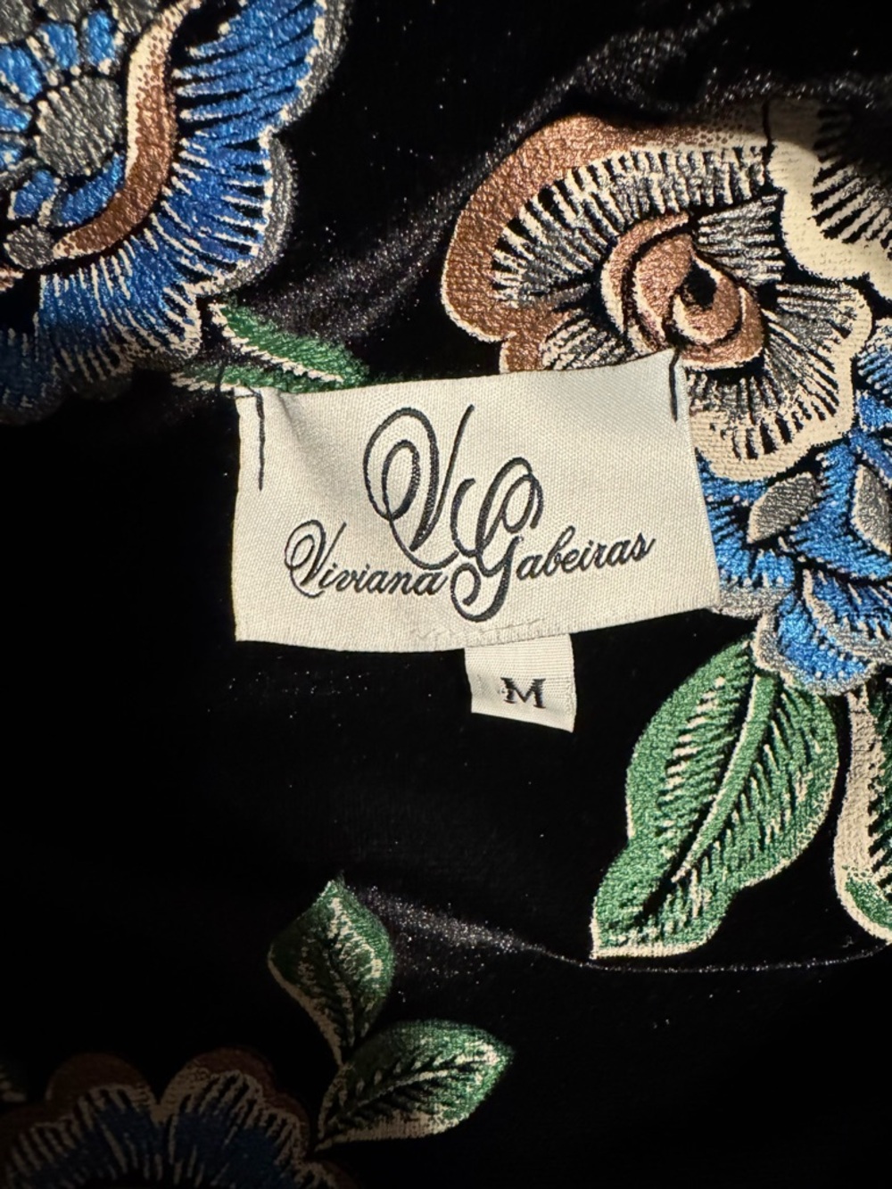 VINTAGE Viviana Gabeiras Velvet Floral Long Line Jacket - Picture 6 of 6
